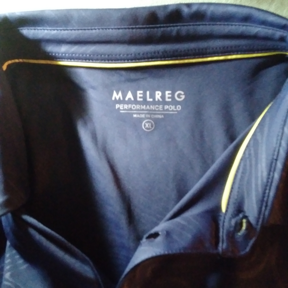 MAelreg performance polo Long sleeve XL Dark blue swirl pattern yellow t… - Picture 6 of 15